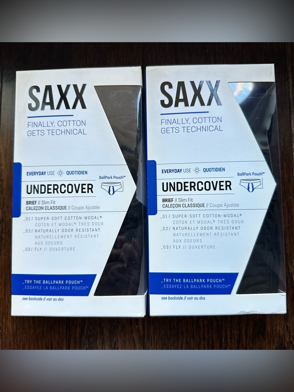 SAXX UNDERCOVER BLACK MEDIUM 2PACK SLIM FIT BRIEFS